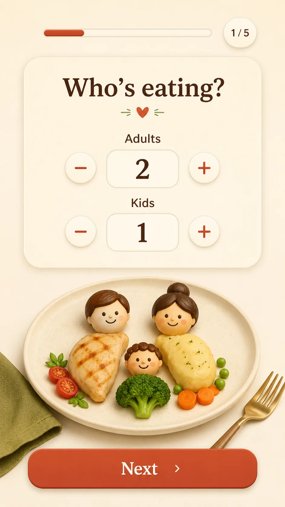 App screen — who's eating tonight
